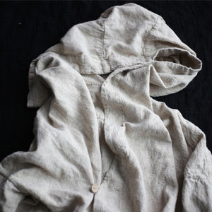 Men's Plus Size Linen Hooded Coat