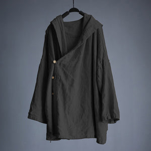 Men's Plus Size Linen Hooded Coat