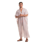 Neutral Tribal Striped Kaftan Coverup