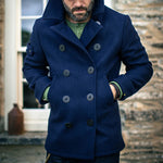 Oversized Metal Buttons Melton Wool Peacoat