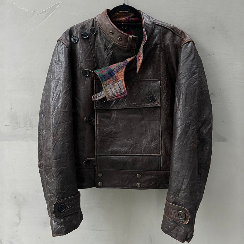 Manteau En Cuir Armée Suédoise - Vintage, Taille M, Noir - Très Bon État