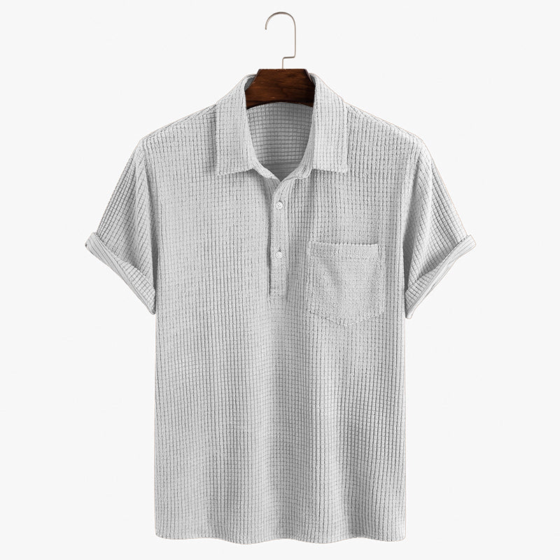 Vintage 1960s Waffle Knit Patched Pocket Shirt