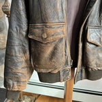 Wilsons Adventure Bound Leather Bomber Aviator Flight Jacket