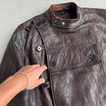 90's Swedish Army Leather Moto Jacket