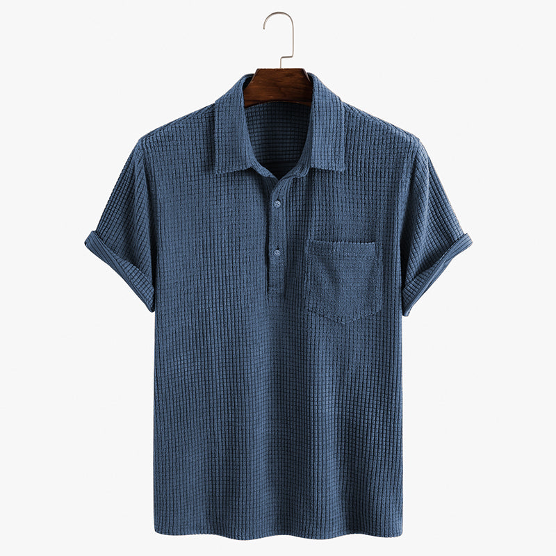 Vintage 1960s Waffle Knit Patched Pocket Shirt