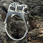 Sterling Silver Dice Ring: Skull & Fleur-de-lis, Moving Dice