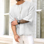 Mid-Long Sleeve Pullover Linen Shirt