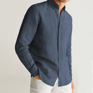 100% Linen Classic Collar Regular Fit Basic Shirt