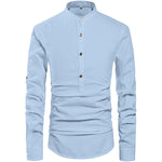 Men Henley Neck Long Sleeve Daily Look Linen Shirts