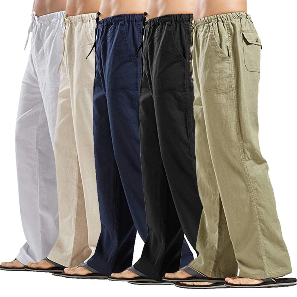 Men's linen large size pocket trousers – Ecoooc