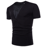 Men's Simple Deep V-neck Short Sleeves with Pure Color