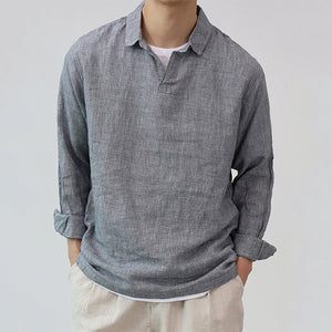 Simple Texture Long Sleeve Henley Shirts