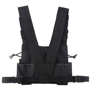 Radio Chest Harness with Front Pockets and Two Way Walkie Talkie Clip (Rescue Essential)