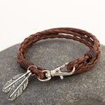 Hand-woven leaf multi-layer leather cord bracelet