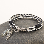 Hand-woven leaf multi-layer leather cord bracelet