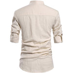 Men Henley Neck Long Sleeve Daily Look Linen Shirts