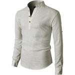 Classic Long Sleeve Linen Shirt with Buttons