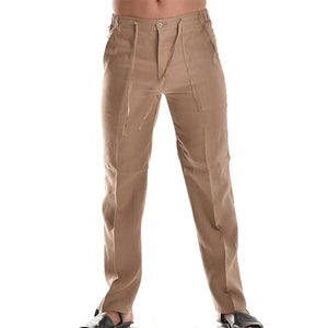 Mens Casual Linen Pants Elastic Drawstring Waist Summer Loose Fit Long Beach Yoga Pants