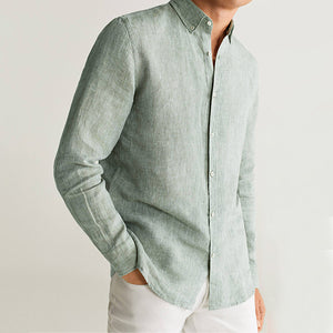 100% Linen Classic Collar Regular Fit Basic Shirt