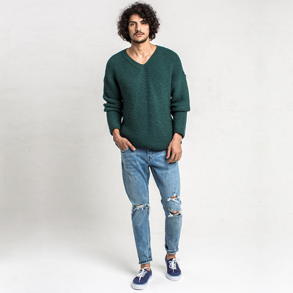 Men's Wool V Neck Sweater