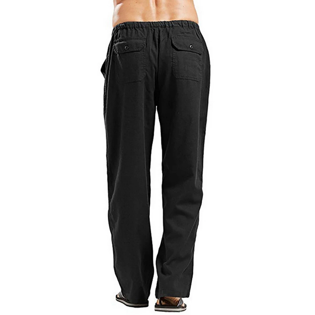 Men's linen large size pocket trousers