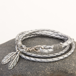 Hand-woven leaf multi-layer leather cord bracelet