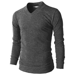 Men's Long Sleeve V-Neck Comfy Knitted Wool Sweater