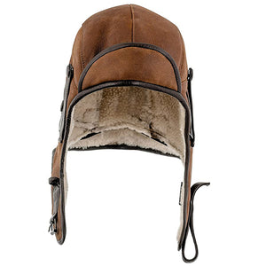 Genuine Leather Aviator Trapper Cap with Mask and Collar