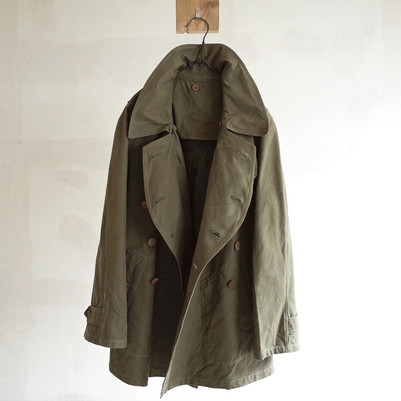 1940s French Army Motorcycle Canvas Coat