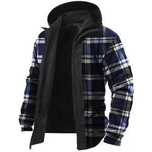 Men's Retro Check Pattern Stitching Warm Wanderer Jacket IIV