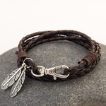 Hand-woven leaf multi-layer leather cord bracelet