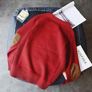 Men's Knit Sweater with Elbow Patch