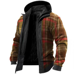 Men's Retro Check Pattern Stitching Warm Wanderer Jacket IIV