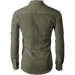 Classic Long Sleeve Linen Shirt with Buttons