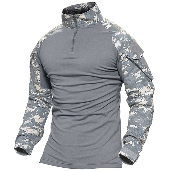 Men's Tactical Military Shirts 1/4 Zip Long Sleeve Shirt