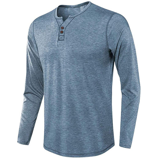 Men's Long Sleeve Crewneck Henley Shirt