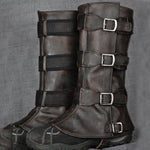 Real Leather Gaiters With Metal Buckle