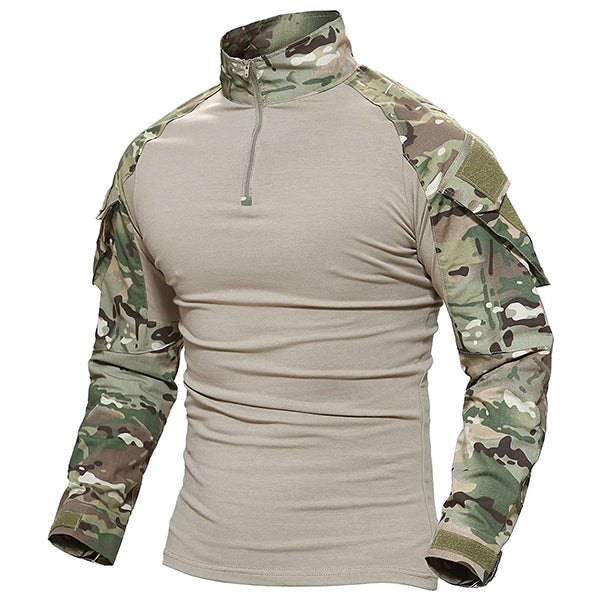 Men's Tactical Military Shirts 1/4 Zip Long Sleeve Shirt