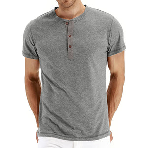 Men's Casual Front Placket Short/Long Sleeve Henley T-Shirts